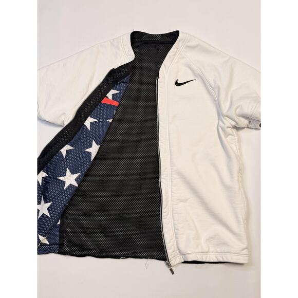 Nike Jacket Mens Medium Reversible Short Sleeve Zip Mesh Stars Camo Black Blue - Picture 8 of 15